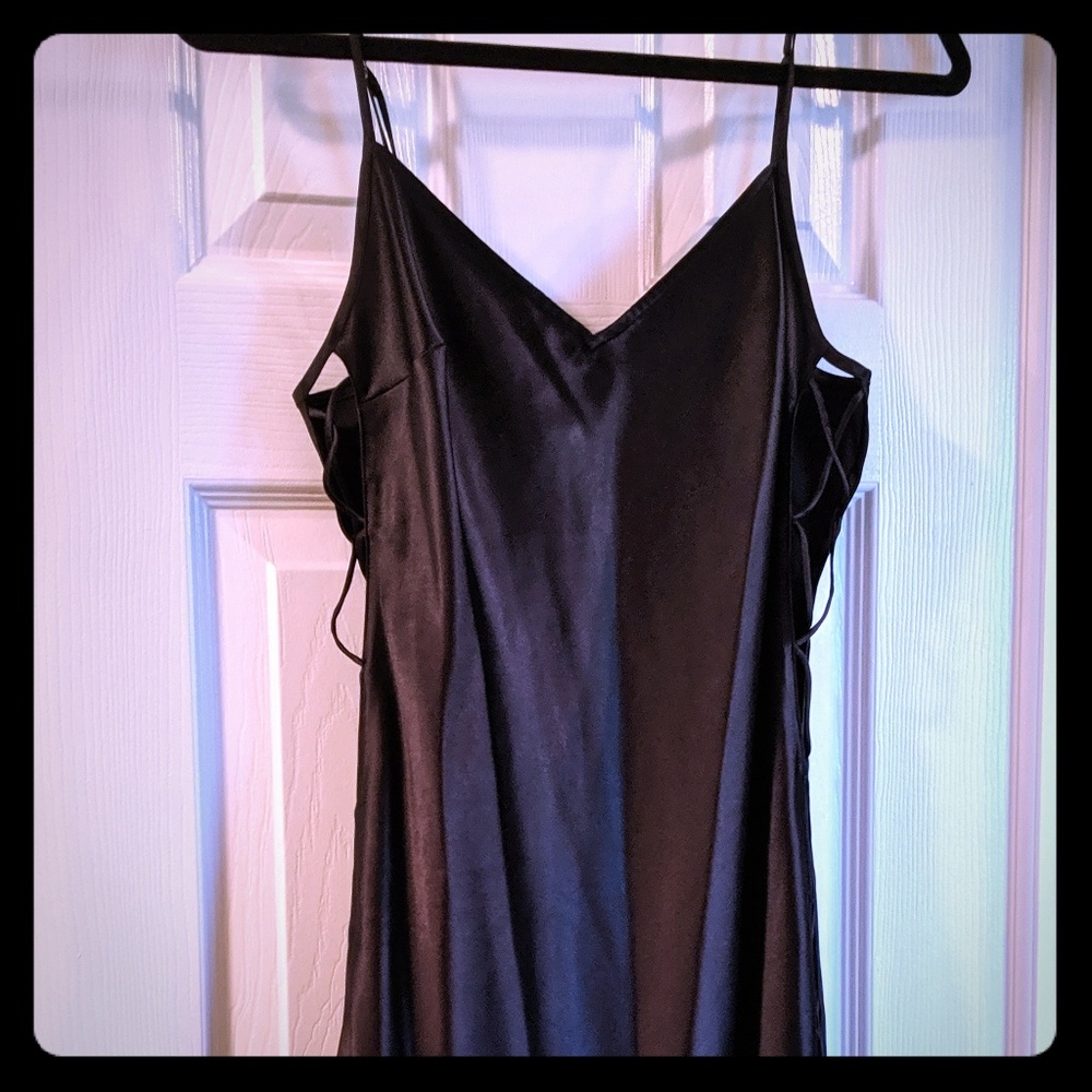 VS Satin Black Side Lace-Up Teddy